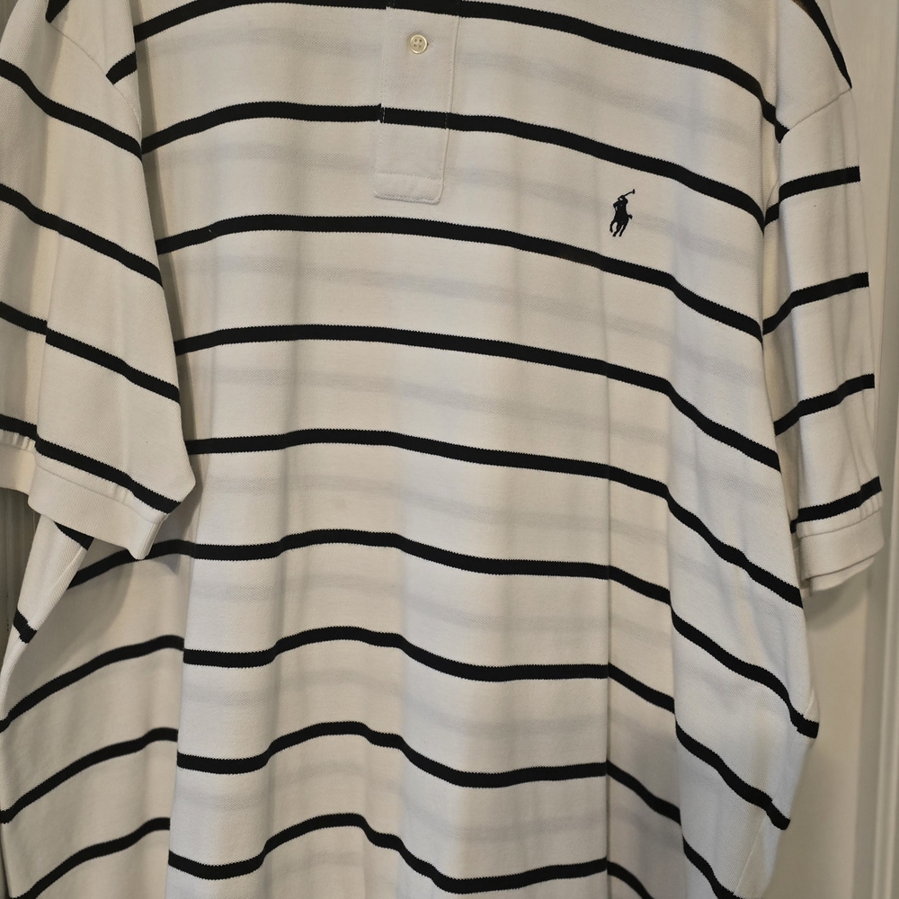 Polo by Ralph Lauren Men's Black and White Striped Shirt